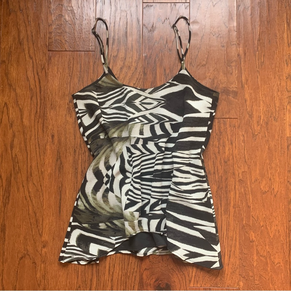 PJK Patterson J. Kincaid Black Animal Print Shift Top with Beaded Strap | Size S - Picture 10 of 11